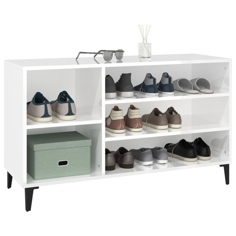 vidaXL magasfényű fehér szerelt fa cipősszekrény 102x36x60 cm