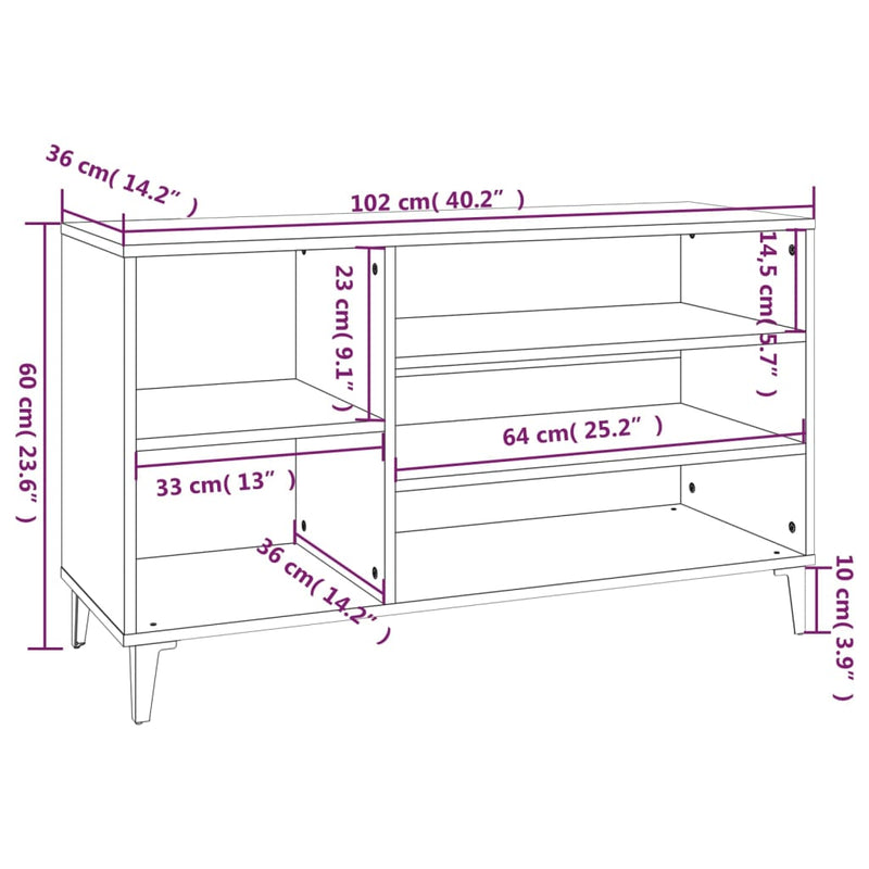 vidaXL magasfényű fehér szerelt fa cipősszekrény 102x36x60 cm