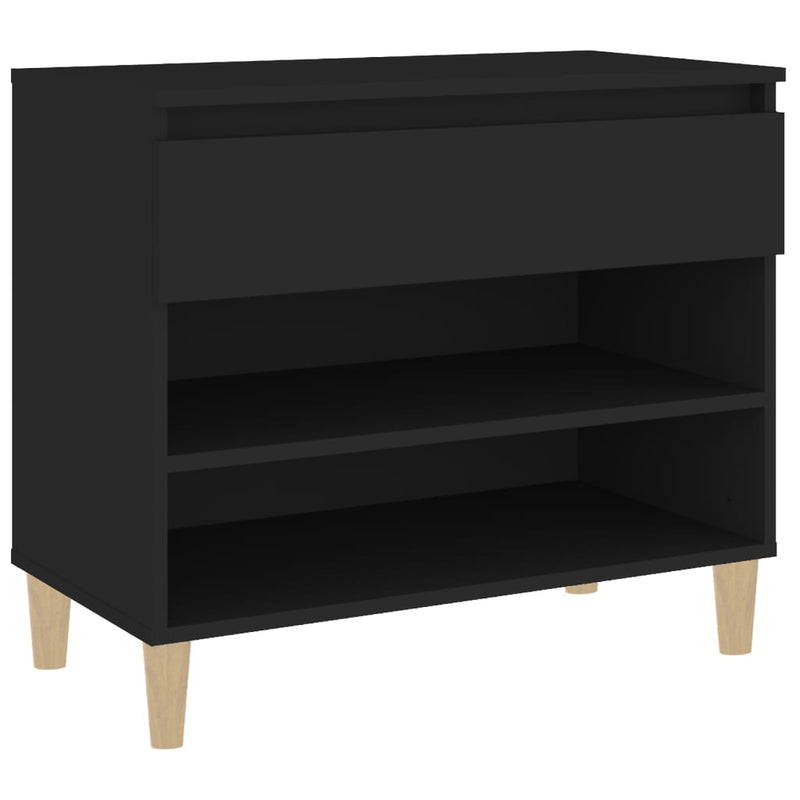 vidaXL fekete szerelt fa cipősszekrény 70x36x60 cm