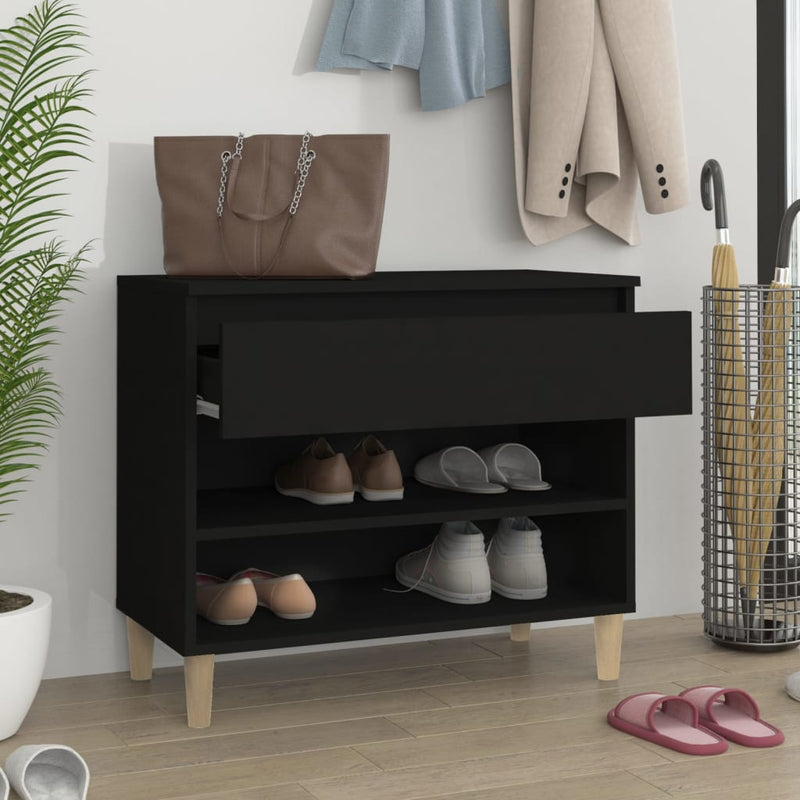vidaXL fekete szerelt fa cipősszekrény 70x36x60 cm