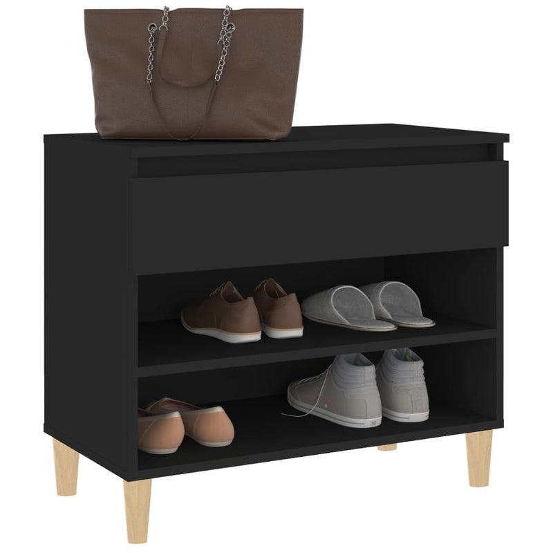 vidaXL fekete szerelt fa cipősszekrény 70x36x60 cm