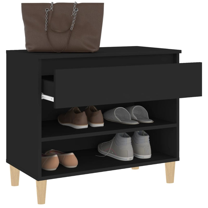 vidaXL fekete szerelt fa cipősszekrény 70x36x60 cm