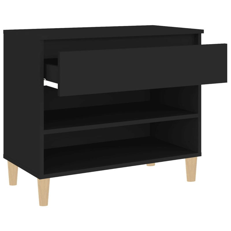 vidaXL fekete szerelt fa cipősszekrény 70x36x60 cm