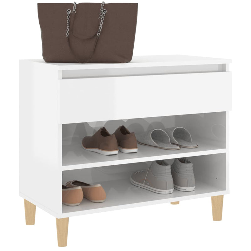 vidaXL magasfényű fehér szerelt fa cipőszekrény 70 x 36 x 60 cm