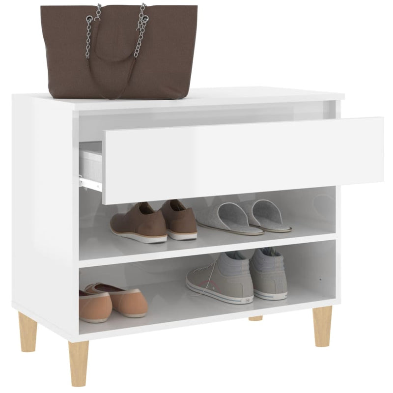 vidaXL magasfényű fehér szerelt fa cipőszekrény 70 x 36 x 60 cm