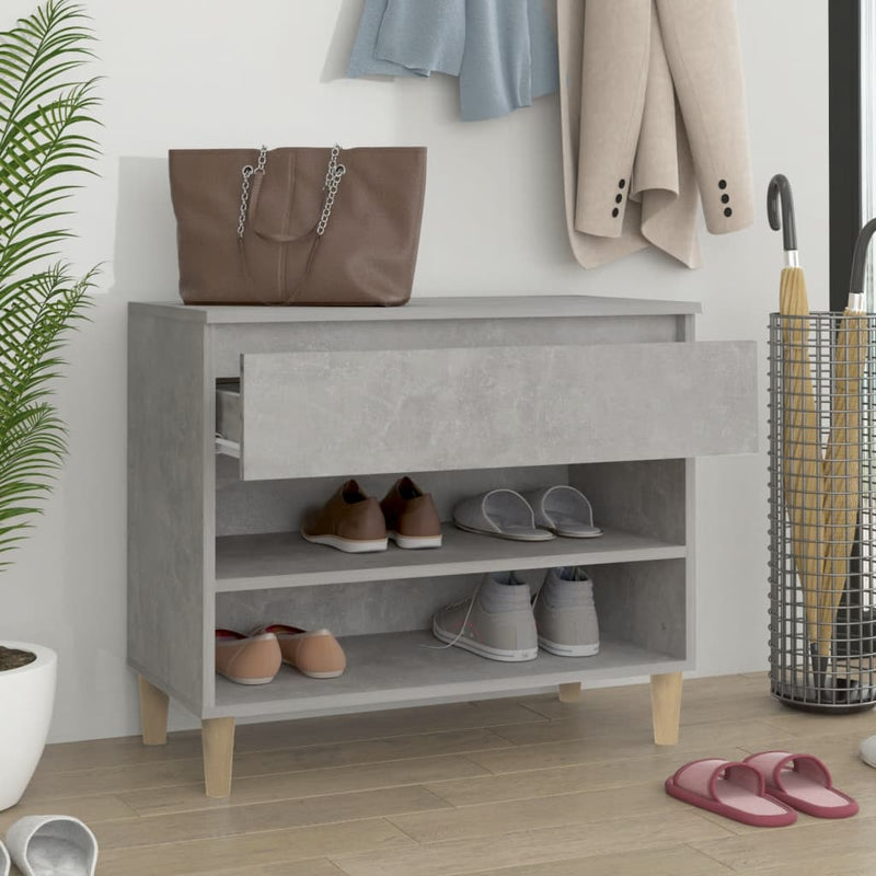vidaXL betonszürke szerelt fa cipőszekrény 70x36x60 cm