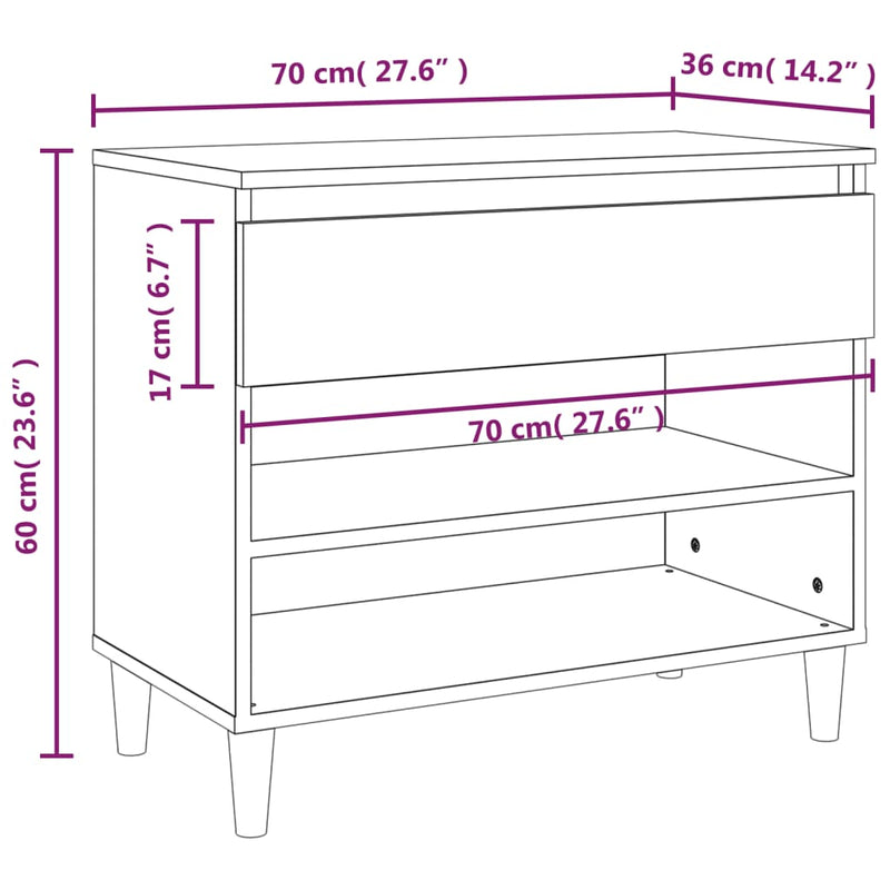vidaXL betonszürke szerelt fa cipőszekrény 70x36x60 cm