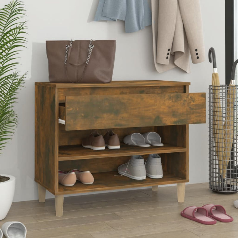 vidaXL füstös tölgy színű szerelt fa cipősszekrény 70 x 36 x 60 cm