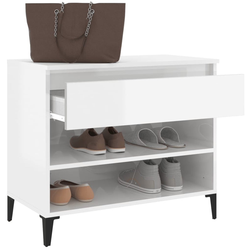 vidaXL magasfényű fehér szerelt fa cipőszekrény 70 x 36 x 60 cm