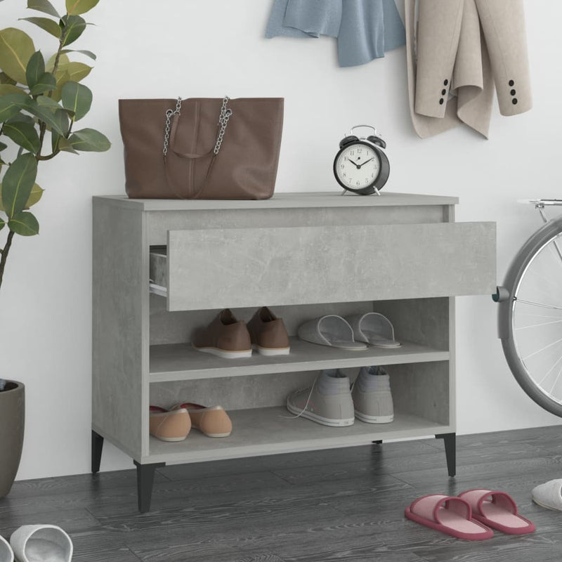 vidaXL betonszürke szerelt fa cipőszekrény 70x36x60 cm