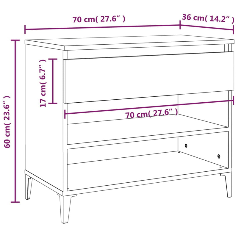vidaXL betonszürke szerelt fa cipőszekrény 70x36x60 cm