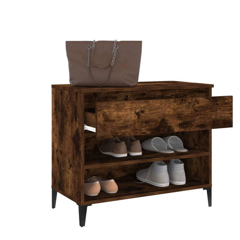 vidaXL füstös tölgy színű szerelt fa cipősszekrény 70 x 36 x 60 cm