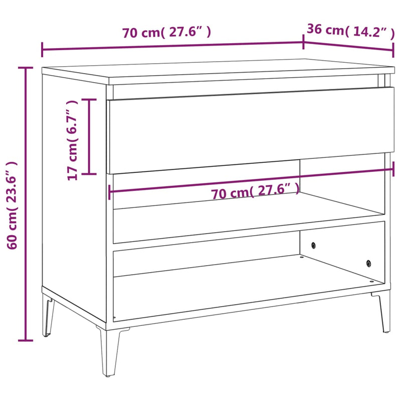vidaXL szürke sonoma színű szerelt fa cipősszekrény 70x36x60 cm