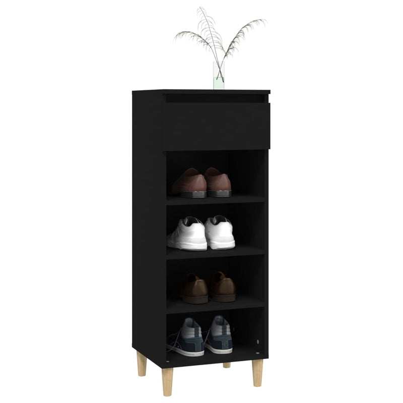 vidaXL fekete szerelt fa cipősszekrény 40x36x105 cm