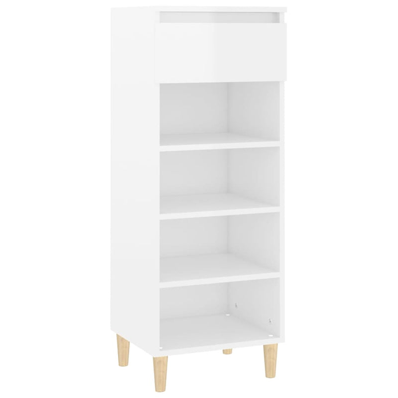 vidaXL magasfényű fehér szerelt fa cipőszekrény 40x36x105 cm