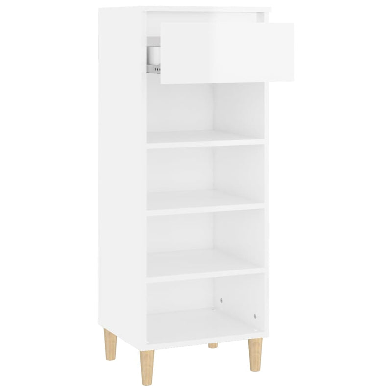 vidaXL magasfényű fehér szerelt fa cipőszekrény 40x36x105 cm