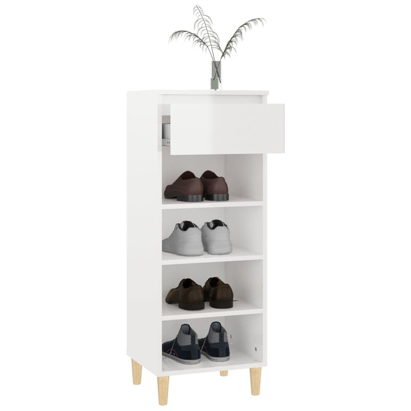 vidaXL magasfényű fehér szerelt fa cipőszekrény 40x36x105 cm