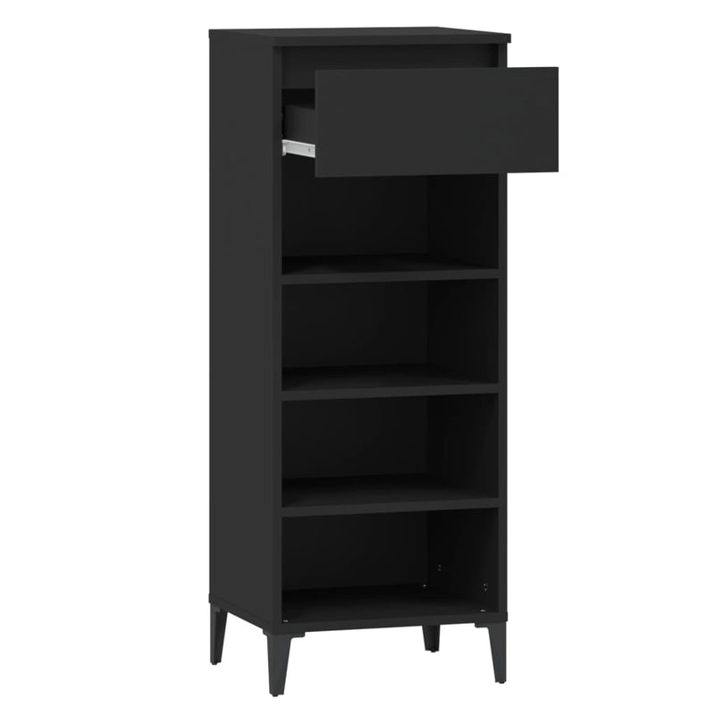 vidaXL fekete szerelt fa cipőtároló szekrény 40x36x105 cm