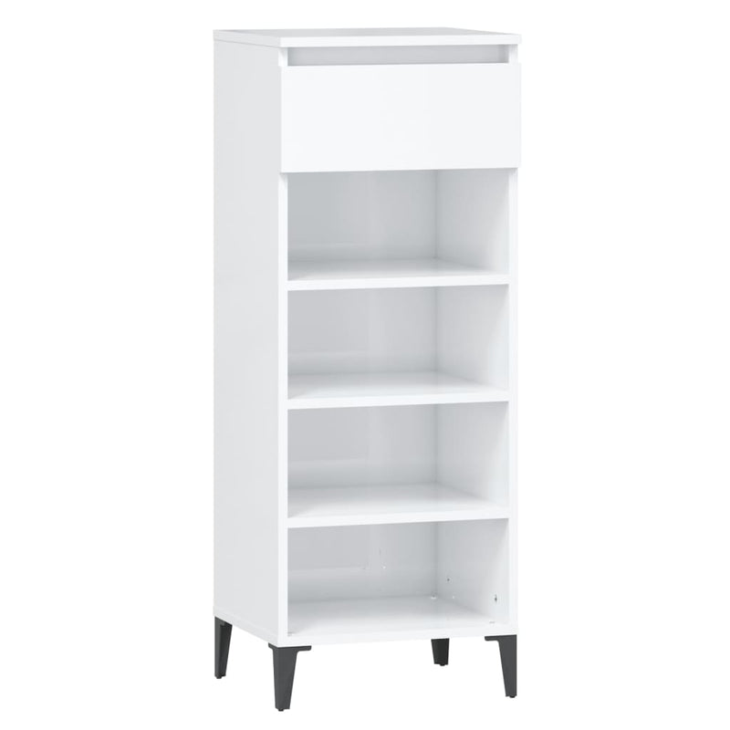vidaXL magasfényű fehér szerelt fa cipőtartó 40x36x105 cm