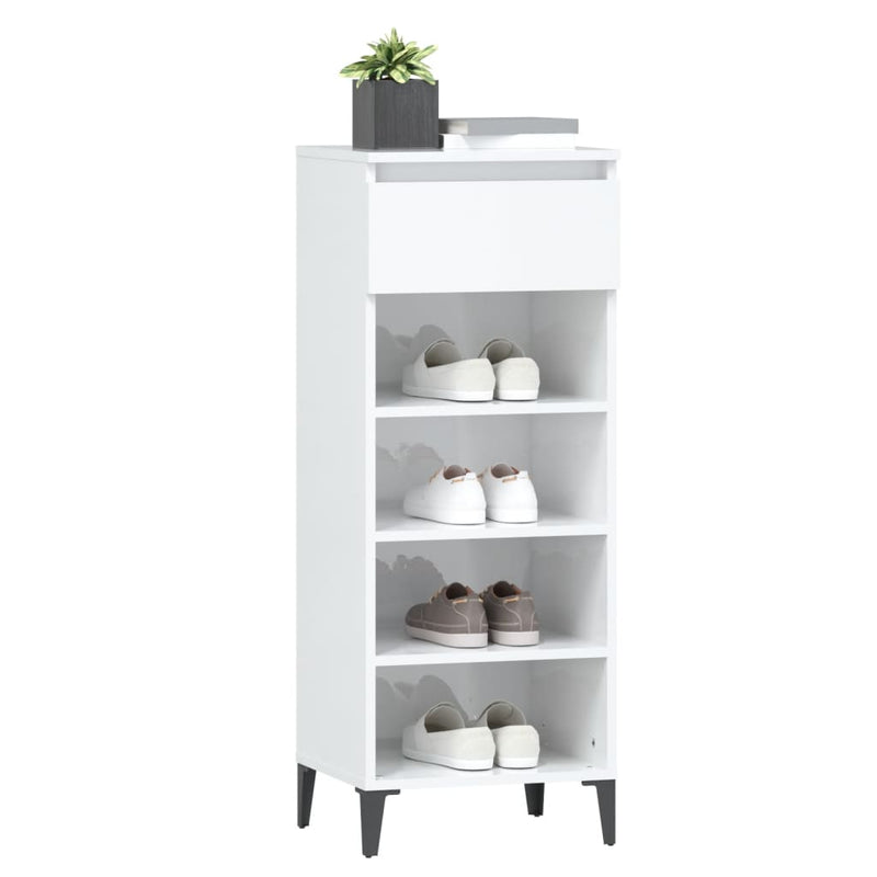 vidaXL magasfényű fehér szerelt fa cipőtartó 40x36x105 cm