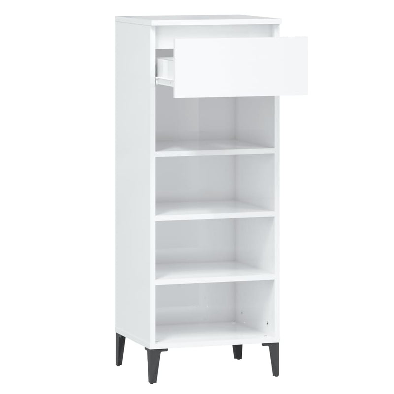vidaXL magasfényű fehér szerelt fa cipőtartó 40x36x105 cm
