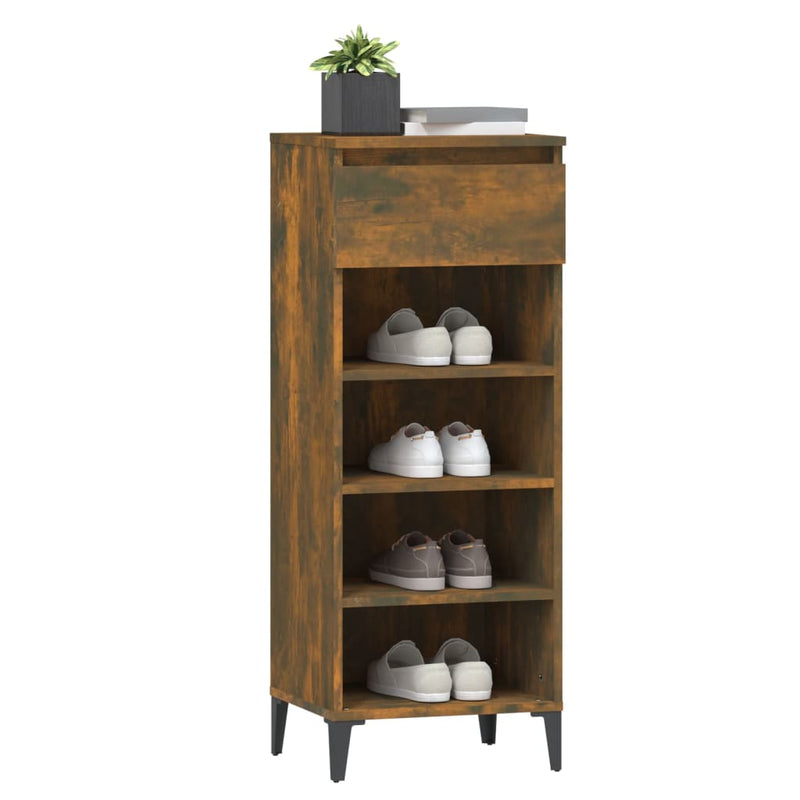 vidaXL füstös tölgy színű szerelt fa cipőtartó 40x36x105 cm