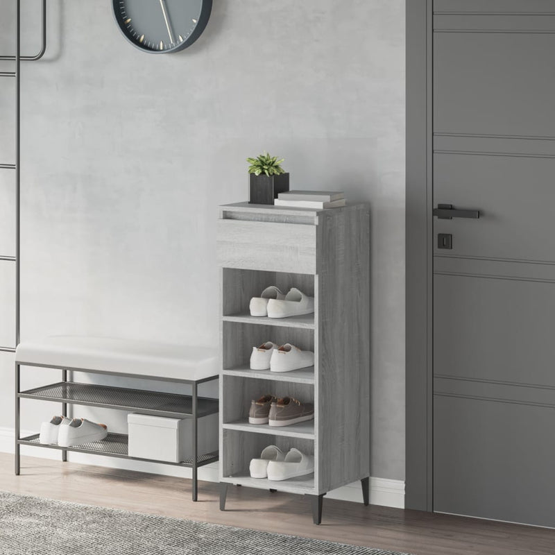 vidaXL szürke sonoma színű szerelt fa cipőtartó 40x36x105 cm