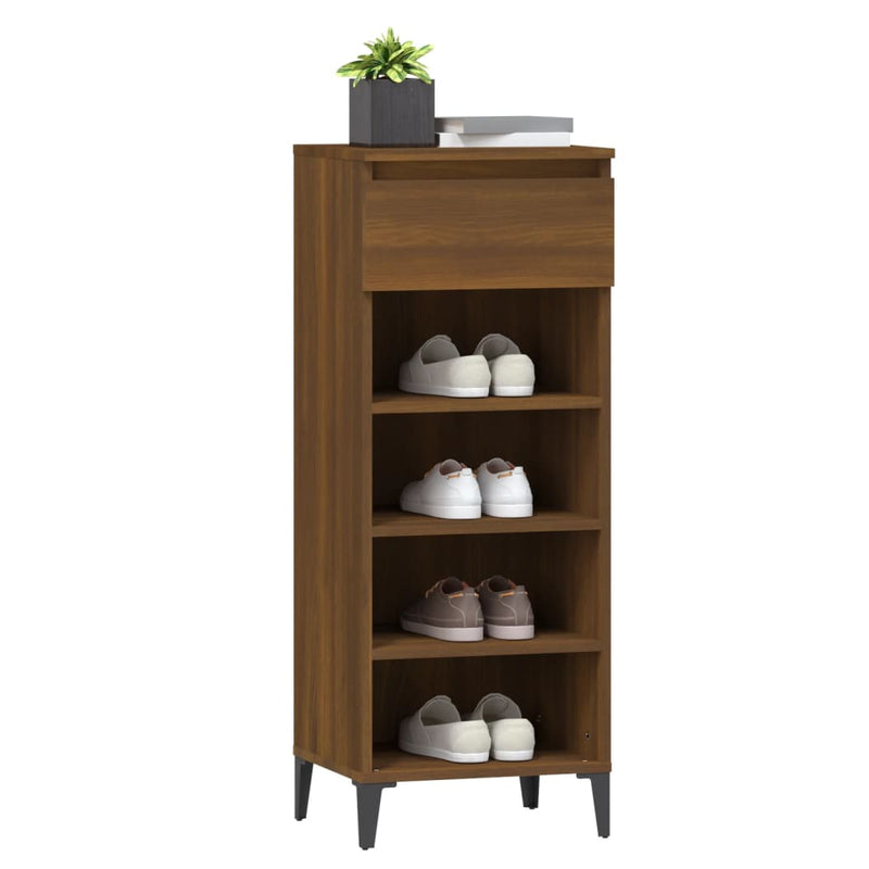 vidaXL barna tölgy színű szerelt fa cipőtartó 40x36x105 cm