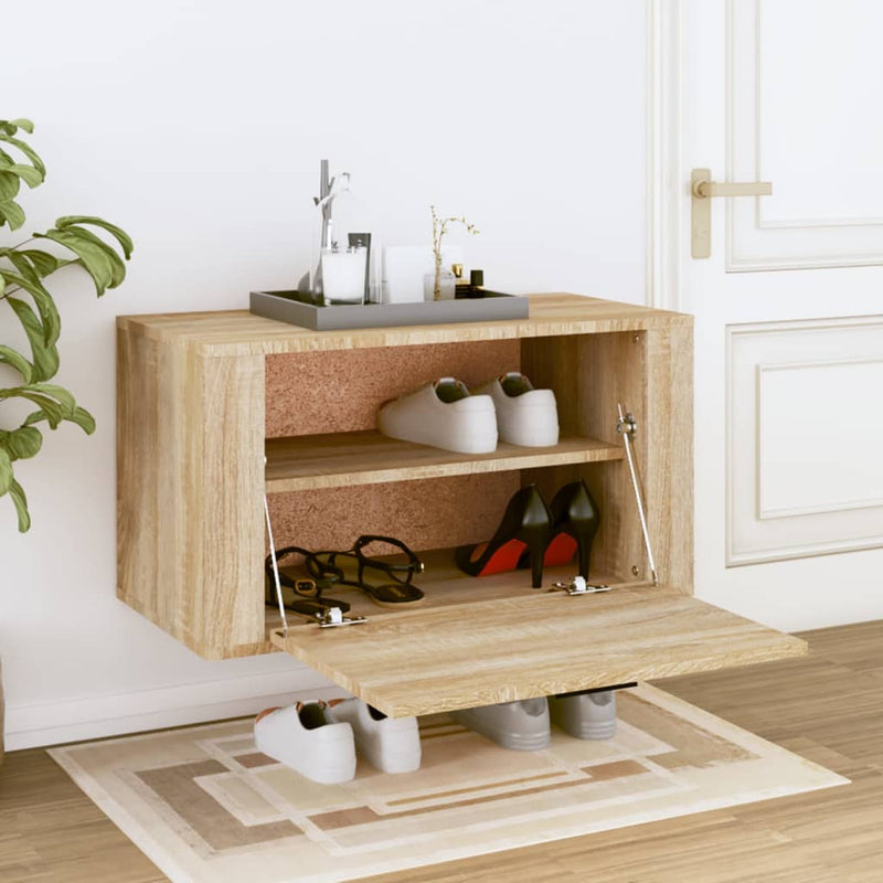 vidaXL sonoma tölgy szerelt fa fali cipőszekrény 70 x 35 x 38 cm