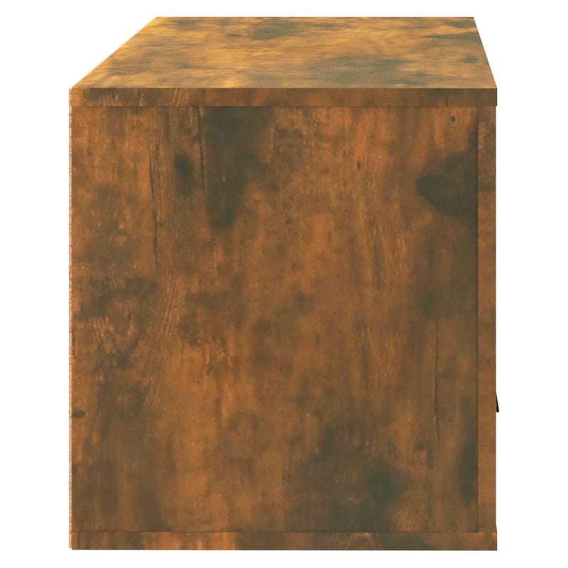 vidaXL füstös tölgy színű tömör fenyőfa fali cipőszekrény 70x35x38 cm
