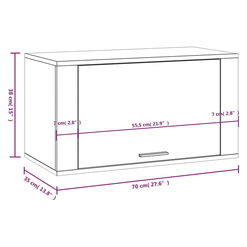 vidaXL füstös tölgy színű tömör fenyőfa fali cipőszekrény 70x35x38 cm