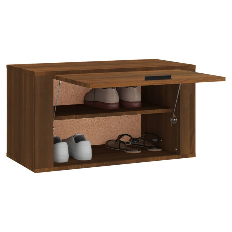 vidaXL barna tölgyszínű tömör fenyőfa fali cipőszekrény 70x35x38 cm