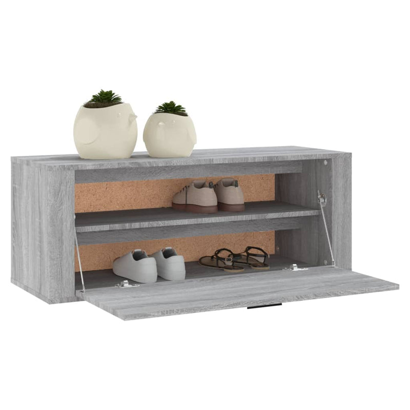 vidaXL szürke sonoma színű szerelt fa fali cipősszekrény 100x35x38 cm
