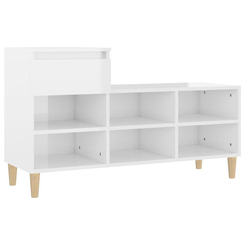 vidaXL magasfényű fehér szerelt fa cipősszekrény 102x36x60 cm