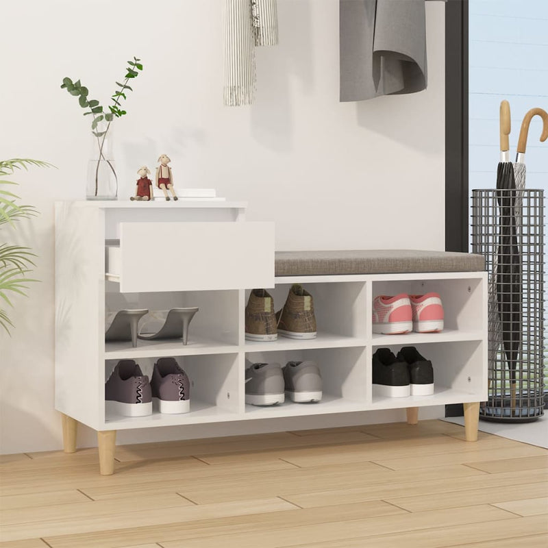 vidaXL magasfényű fehér szerelt fa cipősszekrény 102x36x60 cm