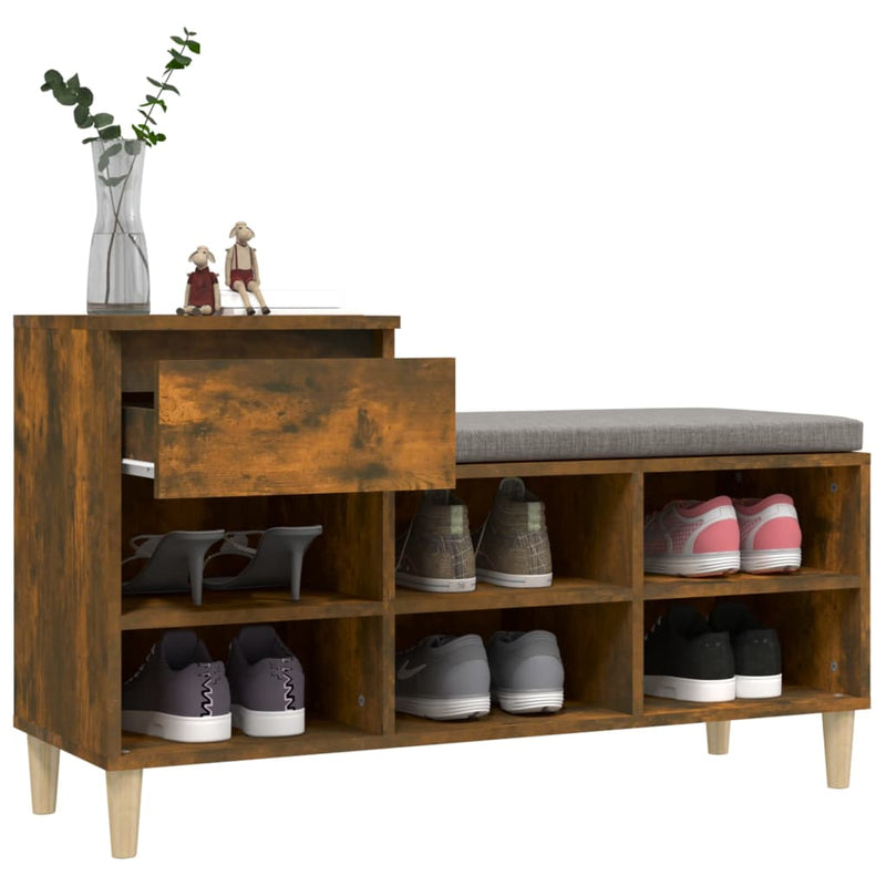 vidaXL füstös tölgy színű szerelt fa cipősszekrény 102 x 36 x 60 cm