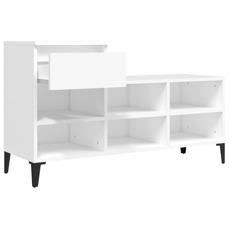 vidaXL fehér szerelt fa cipősszekrény 102x36x60 cm