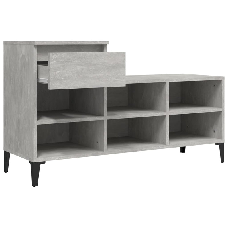 vidaXL betonszürke szerelt fa cipőszekrény 102x36x60 cm