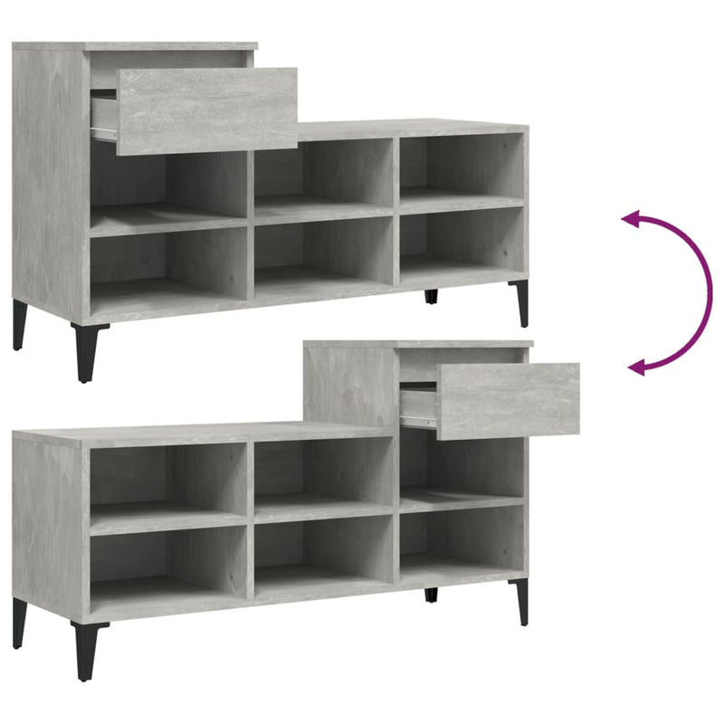 vidaXL betonszürke szerelt fa cipőszekrény 102x36x60 cm