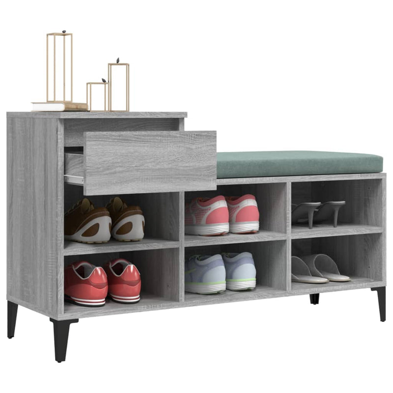 vidaXL szürke sonoma színű szerelt fa cipősszekrény 102x36x60 cm
