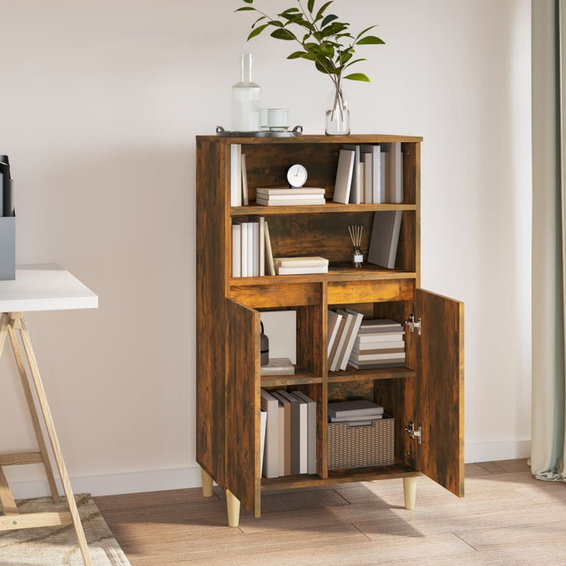 vidaXL füstös tölgy színű szerelt fa magasszekrény 60 x 36 x 110 cm