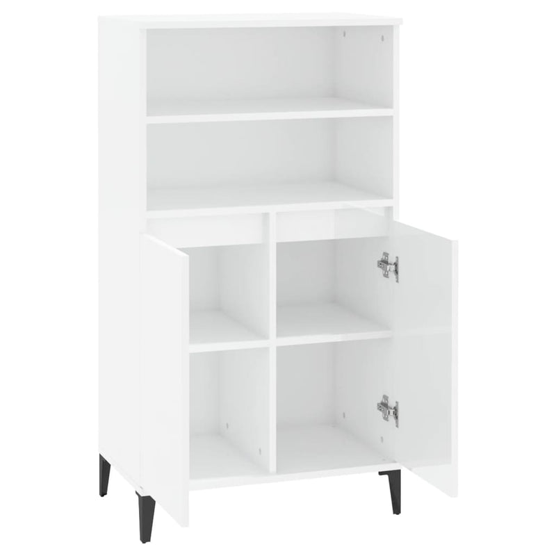 vidaXL magasfényű fehér szerelt fa magasszekrény 60 x 36 x 110 cm