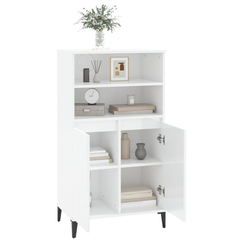 vidaXL magasfényű fehér szerelt fa magasszekrény 60 x 36 x 110 cm