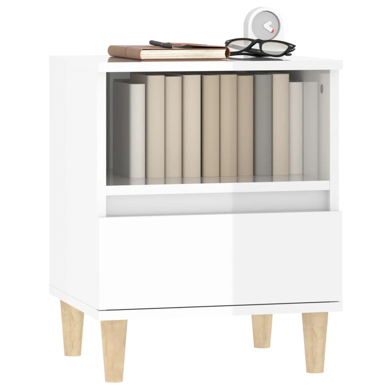 vidaXL 2 db magasfényű fehér éjjeliszekrény 40x35x50 cm