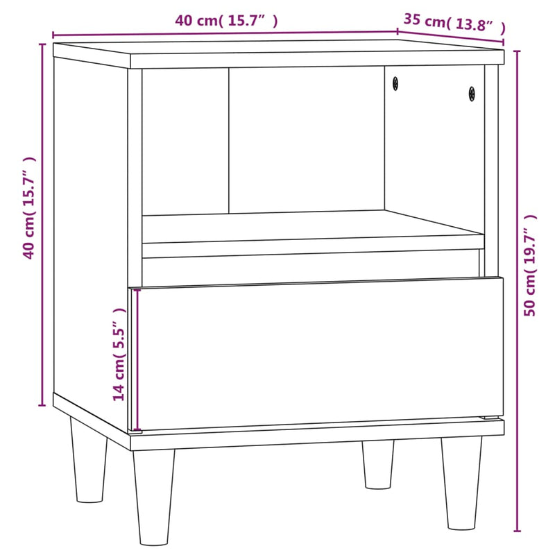 vidaXL 2 db magasfényű fehér éjjeliszekrény 40x35x50 cm