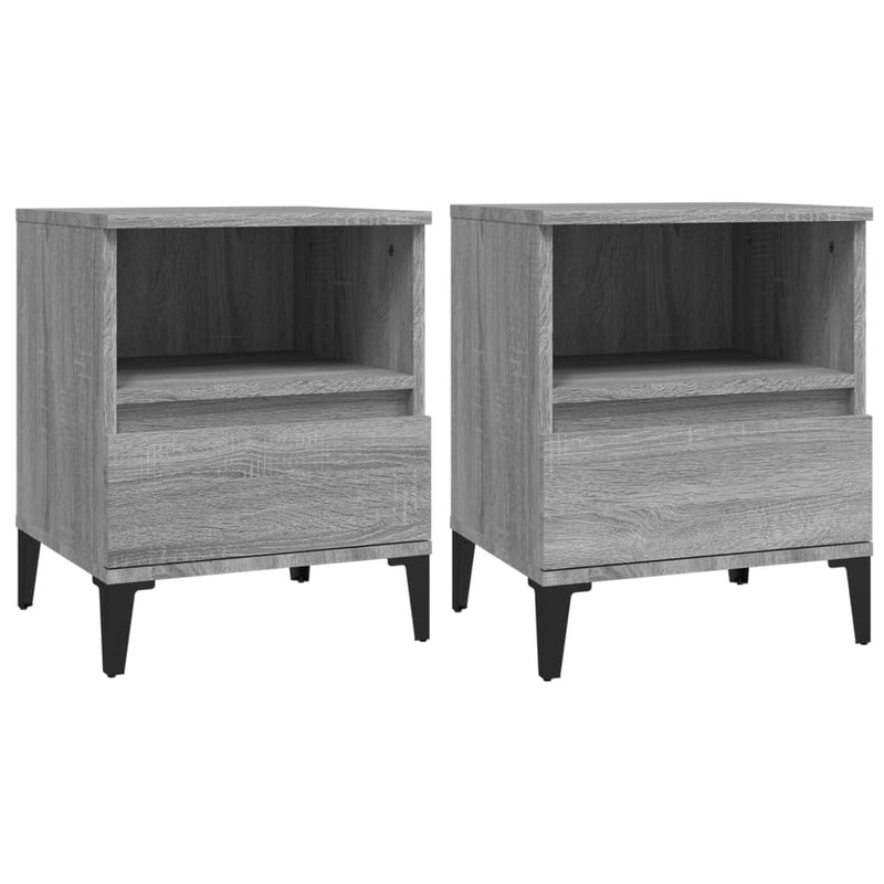 vidaXL 2 db szürke sonoma színű éjjeliszekrény 40x35x50 cm