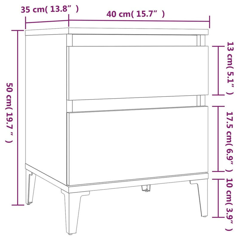 vidaXL 2 db füstös tölgy színű éjjeliszekrény 40x35x50 cm