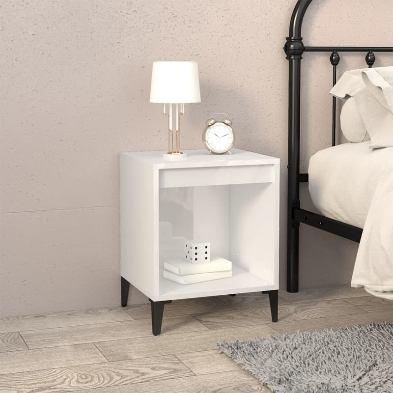 vidaXL 2 db magasfényű fehér éjjeliszekrény 40x35x50 cm
