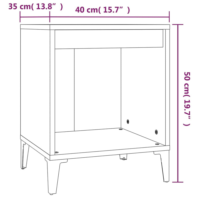 vidaXL 2 db füstös tölgy színű éjjeliszekrény 40x35x50 cm