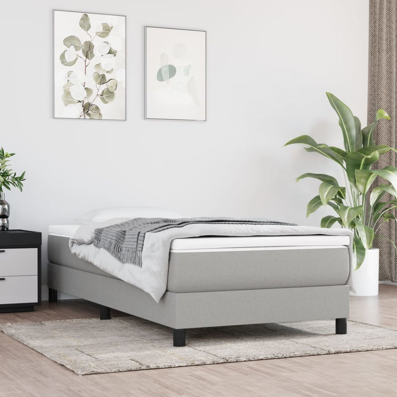 vidaXL világosszürke szövet ágykeret matrac nélkül 90x200 cm